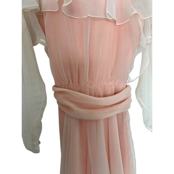 Vintage Ursula Of Switzerland Pink Prairie Dress Flowy Boho Cottagecore Size 6 - Picture 4 of 10